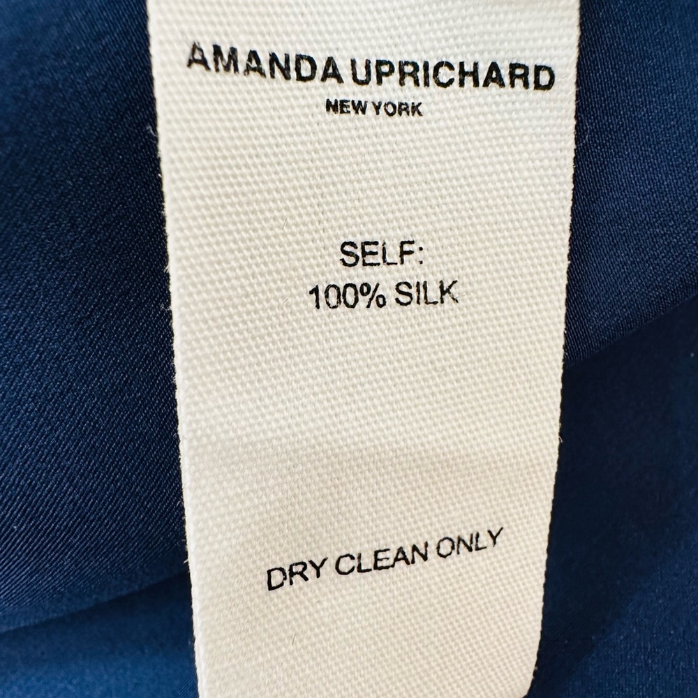New Amanda Uprichard Jade Silk Dress Navy Maxi Halter Open Back - Picture 13 of 13
